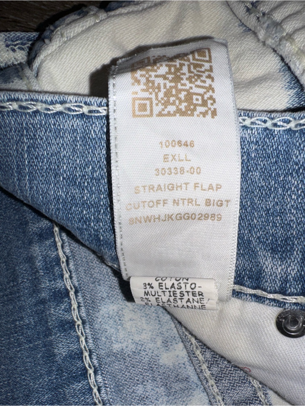 True Religion Straight Flap Big T Acid Wash Frayed Hem Cut-Off Shorts Men's 33 - Picture 10 of 13